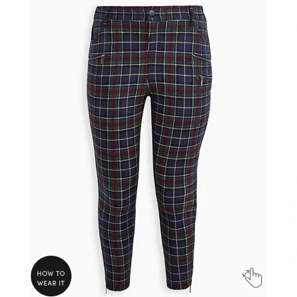NWT TORRID Zip Skinny Pant - Luxe Ponte Tartan Plaid - Picture 5 of 6